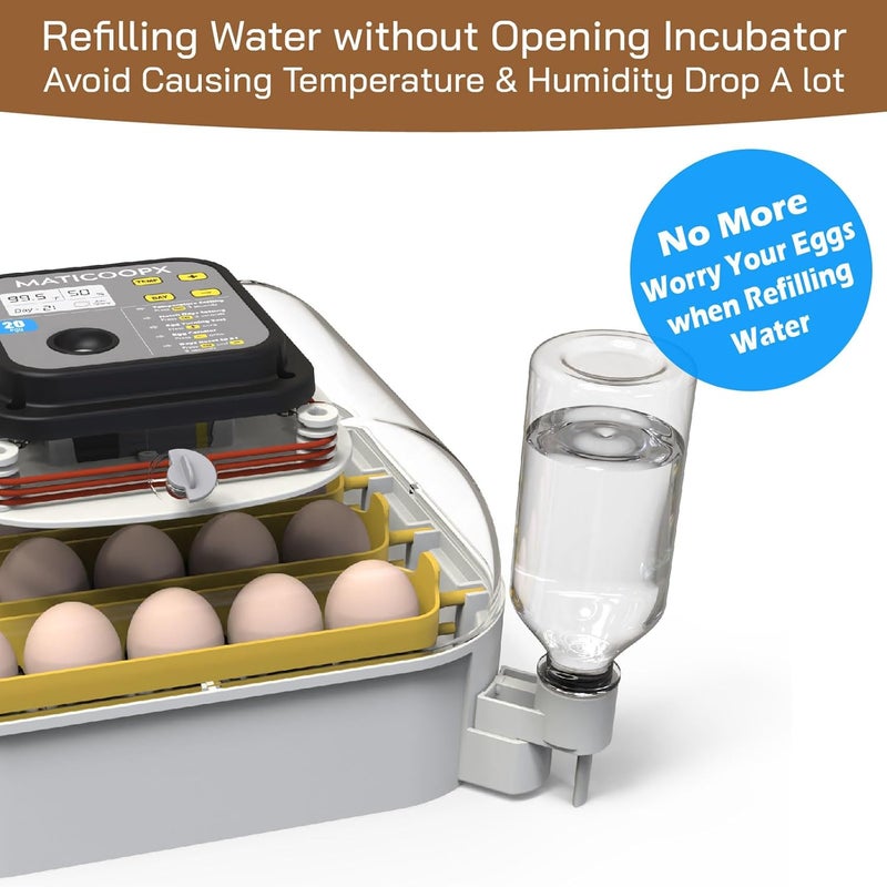 MATICOOPX 20 Egg Incubator with Humidity Display, Egg Candler, Automatic Egg Turner, for Hatching Chickens - Image 3